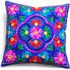 Original Kikan Suzani, federa per cuscino multicolore con ricamo floreale, 40 x 40 cm, etnico indiano, Takiya, con cerniera posteriore (blu reale)