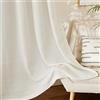 PONY DANCE Tende Lino Semitrasparenti per Camera da Letto Tende Moderne per Soggiorno 200g/m² Linen Curtains con Fettuccia per Cucina 2 Pezzi L 140 x A 200 CM, Crema