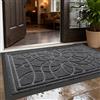 DEXI Zerbino Ingresso Esterno 90 x 150 cm, Tappeto Ingresso Interno Antiscivolo Impermeabile, Zerbini Assorbente Lavabile per Ufficio, Giardini, Balcone, Grigio Nero