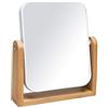 YEAKE - Specchio da trucco con supporto in bambù naturale, specchio a doppio lato con ingrandimento 1x/2x, 20,3 cm, rotazione a 360 gradi