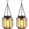 BUCASA Lanterne Solari da Esterno, 2 Pezzi Metallo Lampada Solare da Giardino con Lampadina LED, IP65 Impermeabile Luci Solari Decorazione Giardino per Terrazza Prato Balcone