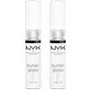 NYX Professional Makeup Lucidalabbra Trasparente, Non Appiccicoso, Pride Butter Gloss, Confezione da 2