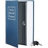 Amazon Basics Cassetta portavalori a forma di libro, Serratura con chiave, Grande, Blu