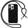 Foonary Cover con Cordino per Apple iPhone 13 Pro Max 6,7, Custodia con Laccio Collana Tracolla Aesthetic Disegni Silicone Necklace Regolabile Protettiva Corda Case per iPhone 13 Pro Max, Leopardata