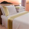 PETTI Artigiani Italiani - Set Lenzuola Letto Matrimoniale con Doppia Balza in Raso 4 Pezzi 180x200 Lenzuola in Percalle di Cotone - Lenzuolo con Angoli, Lenzuolo sopra e 2 Federe, Oro