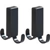 Wenko Doppio gancio per doccia Vieste Nero opaco - Gancio per parete box doccia, Acciaio inossidabile, 2 x 7 x 5.5 cm, Nero (Confezione da 2)