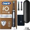 Oral-B Spazzolino Elettrico Ricaricabile iO 4N, Sensore di Pressione, Connessione Bluetooth, 4 Modalità di Spazzolamento, 3 Testine, 1 Spazzolino, 1 Custodia da Viaggio, Nero, Idea Regalo