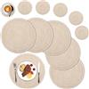 SHACOS Set di 6 Tovagliette e Sottobicchieri, Tovagliette Rotonde Beige 38cm Tovagliette Rotonde Lavabili Tessuto Resistenti al Calore Tovaglietta Sottopiatto Rotonda per Matrimoni Eventi Festa