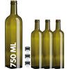 acquaverde | 3 Bottiglie Marasca in Vetro Scuro Uvag, Bottiglia per Olio e Liquori da 750 ml con Tappo Dosatore