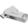 PNY DUO LINK unità flash USB 64 GB Type-A / Type-C 3.2 Gen 1 (3.1 1) Stainless steel