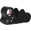 REDGO Lente d'Ingrandimento 30x/60x-Lente Ingrandimento con 2 LED Luce, Pocket Jeweler Eye Loupe,Alta Chiarezza, Design Pieghevole, Ideale per Gioiellieri, Diamanti, Numismatica (Nero)