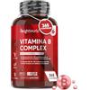 WeightWorld Vitamina B Complex ad Alto Dosaggio, 365 Compresse Vegane di Vitamine B (Scorta per 1 Anno) Vitamine Gruppo B con Biotina, Vitamina B6, B9, B12, B1, B2, B3, B5, Multivitaminico Gruppo B con Vitamina C