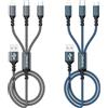 GIANAC Multi Cavo di Ricarica, 2pack [1.2M] 3 in 1 Multiplo Cavetto con Micro USB Tipo C Lightning interfaccia Cavo USB di Ricarica USB per Google Pixel, Samsung alaxy,iPhone,Huawei,Honor