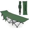 COSTWAY Brandina da Campeggio Pieghevole, Letto Portatile con Poggiatesta Inclinato, Tasca Laterale e Borsa di Trasporto, Branda Campeggio per Backpacking, Ospiti e Pesca, Portata 272 kg (Verde)