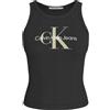 Calvin Klein Jeans Archival Monologo Rib Tank Canottiera Stonewashed Antrac Donna