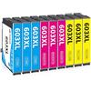 Hookink 603XL Cartucce Compatibili per Epson 603 XL Colori per Expression Home XP-2100 XP-2105 XP-2150 XP-2155 XP-3100 XP-3150 XP-4150 Workforce WF-2810 WF-2830 WF-2850 (3 Ciano, 3 Magenta, 3 Giallo)