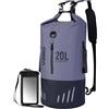 UZIRO Borsa Impermeabile Mare 20 Litri, Zaino Impermeabile, Sacca Stagna e Impermeabile con Spalline per Kayak, Canoa, Pesca, Rafting, Nuoto, Canottaggio - Dry Bag Versatile (Grigio)