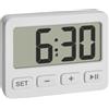 TFA Dostmann Mini sveglia digitale 60.2036.02 con funzione di allarme, cronometro e timer, orologio da auto, con magnete o supporto, ideale come orologio da viaggio, per clausole, bianco