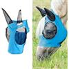 Mlczwt Maschere Protettive per Cavalli, Maschera per Mosche Cavallo, Maschera Cavallo Antimosche, Maschera Anti Mosche per Cavalli, Naso Lungo con le Orecchie Protezione UV, Liscio ed Elasticità (Blu)