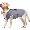 PUMYPOREITY Set Abito e Bandana per Cani, Camicia da Smoking con Papillon Abito da Festa Vestito Natale Cani Cravatta Cani Grandi Costume Natale Cane(Grigio, XL)