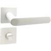 domino DENVER-QR SLIM WHITE - Maniglia per porta del bagno, set di rosette quadrate per porte del bagno, set per WC, set di rosette in alluminio bianco