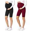 Be Mammy Leggings Premaman Corti 04 (Nero/DunkelRosso(2Pack), L)