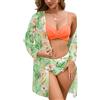 UMIPUBO Costume da Bagno Donna 3 Pezzi Bikini con Copricostume da Mare Imbottito Reggiseno Costumi da Mare Bikini Top Slip da Bagno Bikini Cover Up Abiti da Spiaggia Beachwear Pareo (Orango, M)