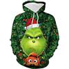 Kobilee Felpa Natale Grinch Uomo Ugly Christmas Sweater con Cappuccio Maglioni Natalizi Verde Invernale Felpa Grinch Cotone Taglie Forti Maglione Grinch Stampa 3D Divertenti Felpa Natale Hoodie