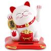 Cyrank Gatto Cinese Portafortuna con Zampa Mobile, Lucky Cat Gatto Giapponese Portafortuna Maneki Solar Powered Gatto Fortunato Decorazione Gatto fortunato con braccio ondeggiante Piccolo solare (Giallo)