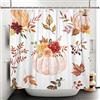 ASDCXZ Tenda da doccia autunno zucche 180 x 180 cm, autunno Watertcolor, foglie di piante, lavabile, impermeabile, in tessuto, per vasca da bagno, con 12 ganci