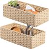 YheenLf Set di 2 Cestini Portaoggetti Intrecciato,Cestino in Vimin,Naturale | Cesto Portaoggetti, Cestino Intrecciato con Maniglia, Organizer Armadio, Grande 37×16.5×11 cm, Piccola 33×12.5×10 cm