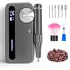 ENGERWALL Fresa per Unghie Professionale 35000 Giri/min,Lima Elettrica Ricaricabile per Unghie Gel e Acrilico,Kit Manicure Pedicure Portatile Senza Fili con 7 Punte e 56 Nastri Abrasivi, Argento Scuro