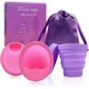 Hpbaggy Disco Mestruale Set,con 1 Disco Mestruale S+1 Disco Mestruale L,Tazze pieghevoli,Sacchetto di stoccaggio,Manuale d'uso,per un periodo leggero e forte,Sicuro per sport,nuoto