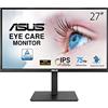 Asus Va27Aqsb Eye Care Monitor 27, 2560 X 1440, Ips, Frameless, 75Hz, Adaptive-Sync, Displayport, Hdmi, Nero