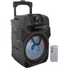 Pyle 400W Portable Bluetooth PA Loudspeaker - 8" 4 Ohm Subwoofer System with USB/MP3/FM Radio/ ¼ Mic Inputs, Multi-Color LED Lights, Built-in Rechargeable Battery w/Remote Control