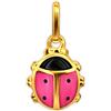 CLEVER SCHMUCK - Ciondolo per bambini a forma di coccinella rosa e nero laccato 333 oro 8 carati