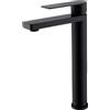 Decaura Rubinetto Bagno Lavabo Alto Nero con bocca alta 250mm, Miscelatore Monocomando per Lavabo Fredda e Calda Regolabile in acciaio inox