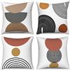Hnmdmyi Copricuscino Boho 40x40 Set di 4, Hnmdmyi metà secolo astratto geometrico cerchio striscia decorativa Copricuscino moderno minimalista lino cuscino caso per divano letto giardino all'aperto Home Decor