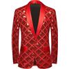 CARFFIV Uomini Paillette Shiny Stereoscopic Pattern Prom Suit Giacca Un Pulsante e Blazers Tuxedo per Il Banchetto di Nozze,Silver,XXL