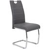 Hela Tische, Flora 1 sedia cantilever, con rivestimento in similpelle di colore grigio, struttura tubolare a sezione circolare cromata, schienale con impugnatura, portata da 120 kg