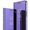COTDINFOR Huawei Mate 20 Lite Custodia Placcatura Specchio Clear View Standing Cover Slim Mirror Flip Portafoglio Antiurto Case con Funzione Stand per Huawei Mate 20 Lite Mirror PU Purple MX.