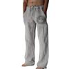 Litthing Pantaloni Lino Uomo Pantalonis da Jogging in Cotone Estivi Casual Tasche Pants Larghi Coulisse Pant Comodi e Leggeri Mare