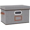 OUTBROS Scatole portaoggetti con coperchio, Cesto per scaffali, Cesti pieghevoli a cubo, contenitori in tessuto pieghevole, 38 x 25 x 25 cm, Grigio, 1 Pezzi