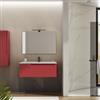 DEGHI Mobile bagno sospeso 100 cm con lavabo integrato rosso brik opaco e specchio - Agave
