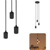 SSC-LUXon PARU Lampadario a sospensione soggiorno 3 luci nero E27 retrò | stile industrial per il tavolo da pranzo, cavi in tessuto regolabili in altezza, lampadine non incluse