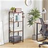 YMYNY Scaffale a 4 livelli, Libreria, Mensola a gradini, Alto 112 cm, Telaio in Metallo, Stile Industriale, per Soggiorno, Studio, Ufficio, Cucina, Retro marrone e nero HBC004H