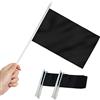 Anley Black Mini Flag 12 Pack - Banderas pequeñas en miniatura de mano en blanco negro sólido en palo - Resistente a la decoloración- 5x8 pulgadas con poste sólido y parte superior de lanza