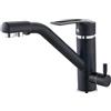 PLUSSEN Rubinetto Cucina 3 Vie, Miscelatore Cucina Lavello con Bocca Girevole a 360, Rubinetto per Cucina Con Filtro per Acqua Potabile e Funzione Filtro (17-Nero)
