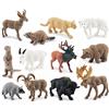OUKEYI Set di 12 mini animali artici e statuette polari Include alci, capra selvatica nordamericana, alce, lontra, castoro, pronghorn per i più piccoli Regalo di compleanno