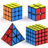 Vdealen Cubo Magico 2x2 3x3 4x4 Piramide Magic Cube, Lisci Speed Cube per Principianti e Utenti Avanzati Cubo di Velocità, Regalo per Bambini e Adulti(Sticker)
